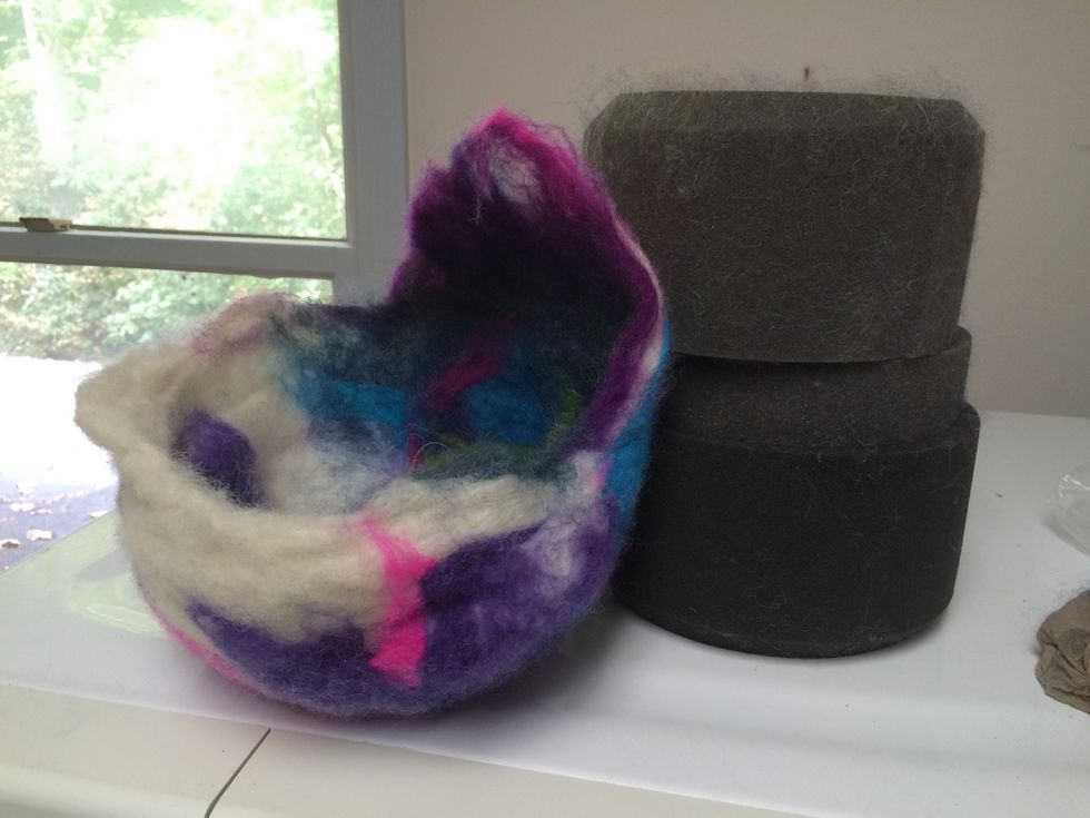 The vessel has been felted, but not yet fulled.