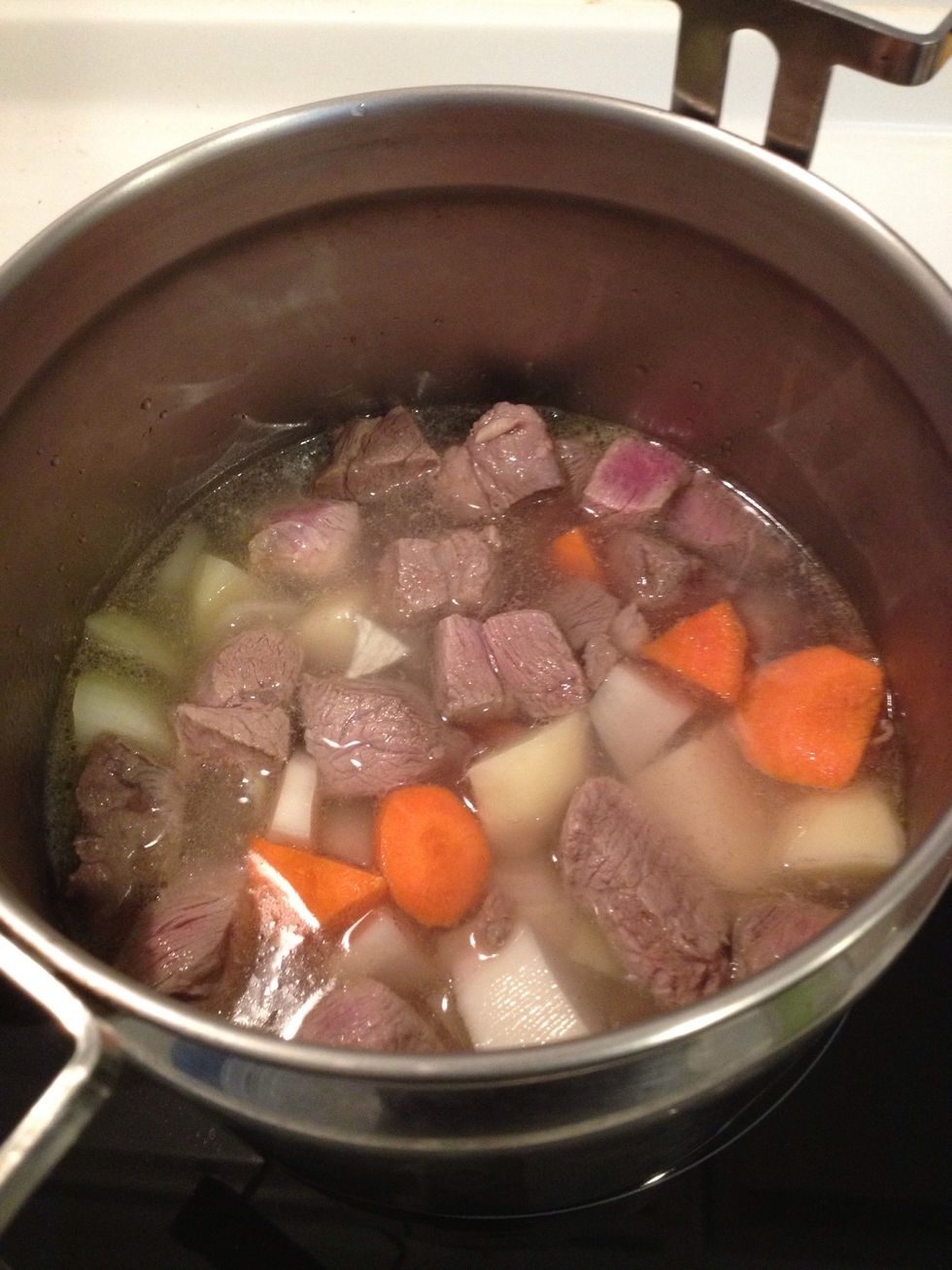 The water could slightly cover the ingredient