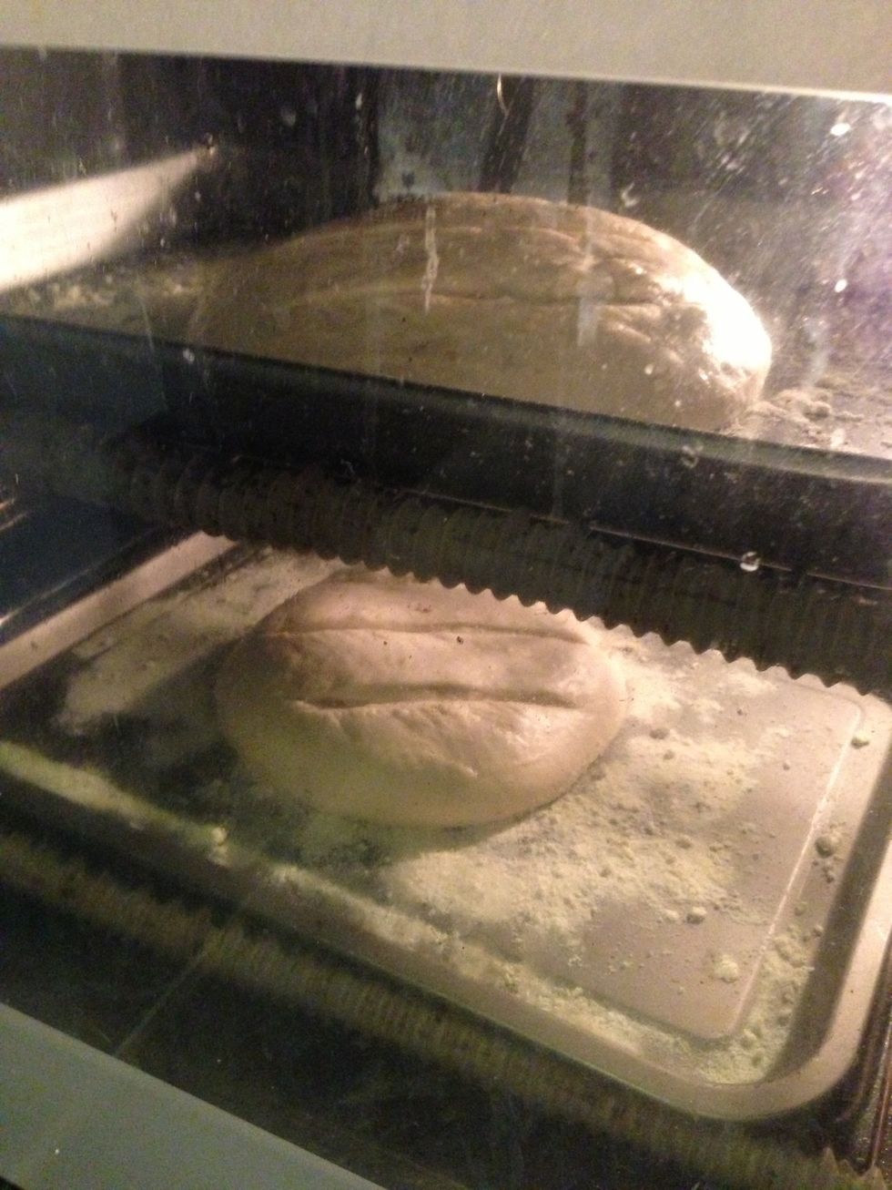 The water tray makes steam in the oven, which helps a good crust to form. Normally the loaves might take 50 to 70 mins but these only took 35. Be careful not to remove too early.