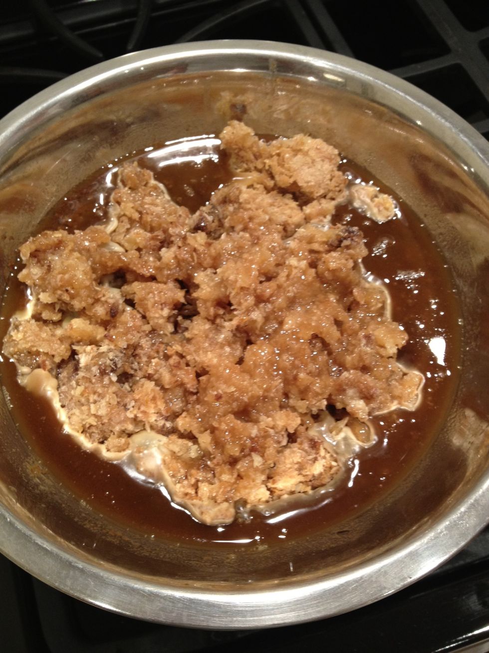 The wax will start to melt from the perimeter.