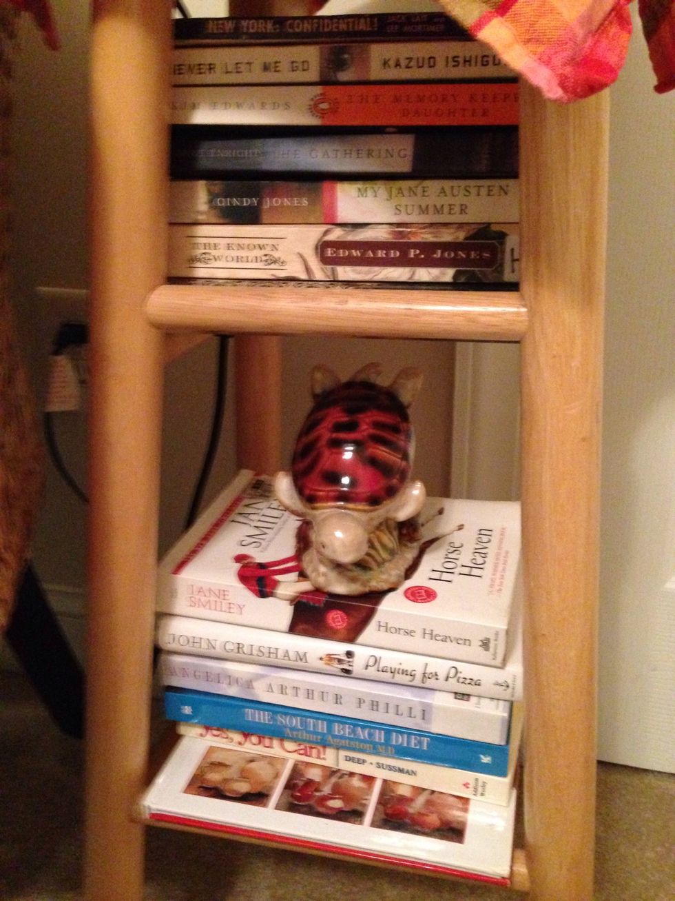 The weight of the books stabilizes this stool so...
