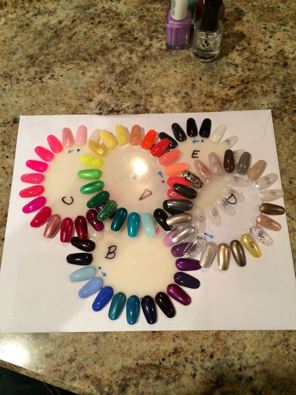 The wheels work well for various reasons: you can easily practice designs, they are reusable and you can use them as originally intended, to swatch colors before committing.