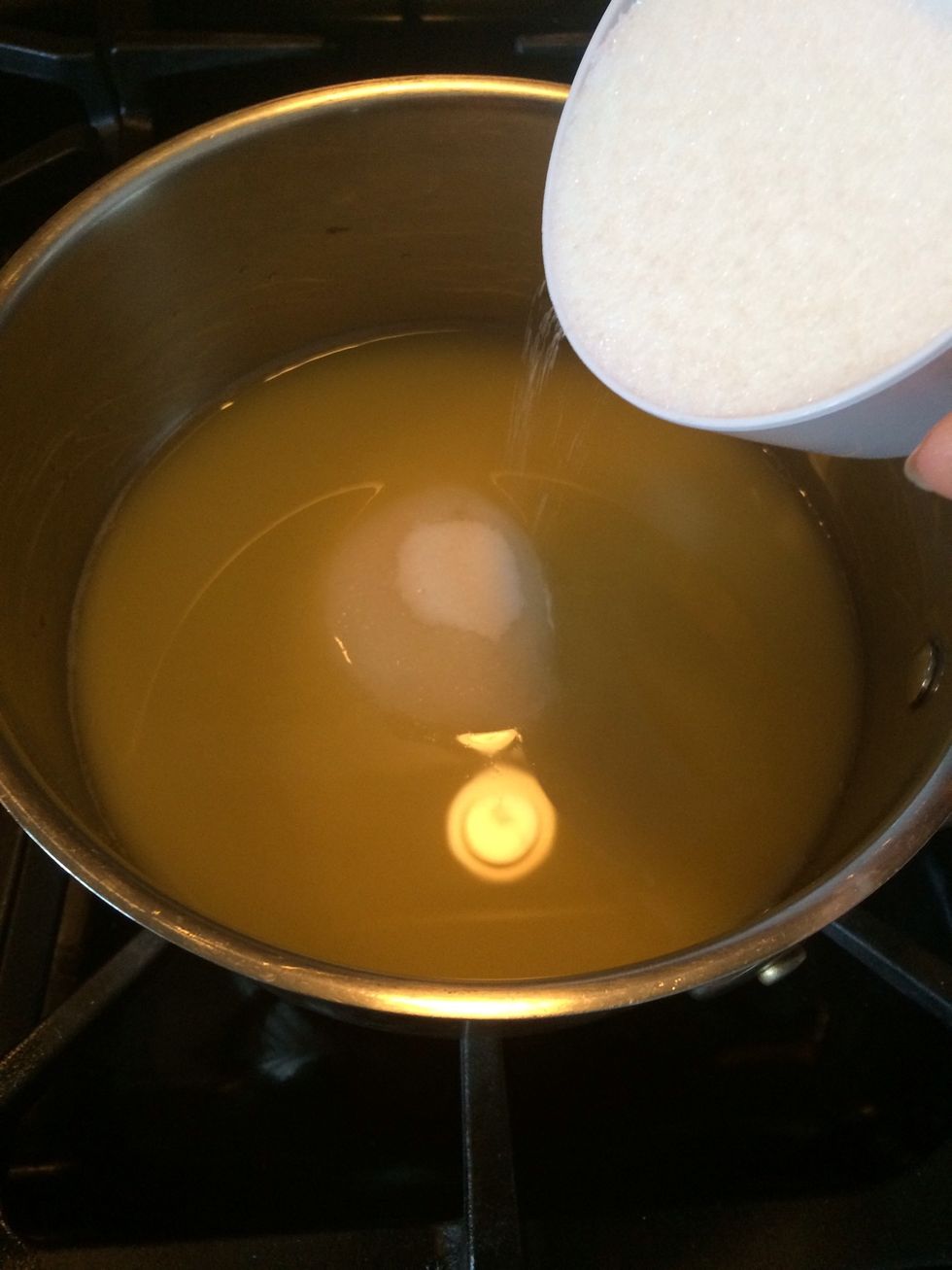 The white and brown sugars are added next.