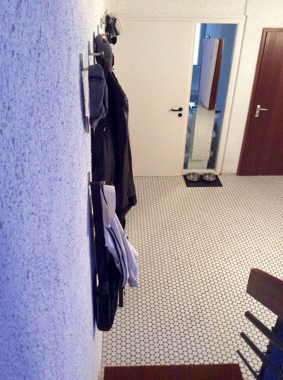 The whole installation is very narrow - the table and chairs are only 22 centimeters deep. This will work in tiny hallways where a traditional wardrobe won't fit!