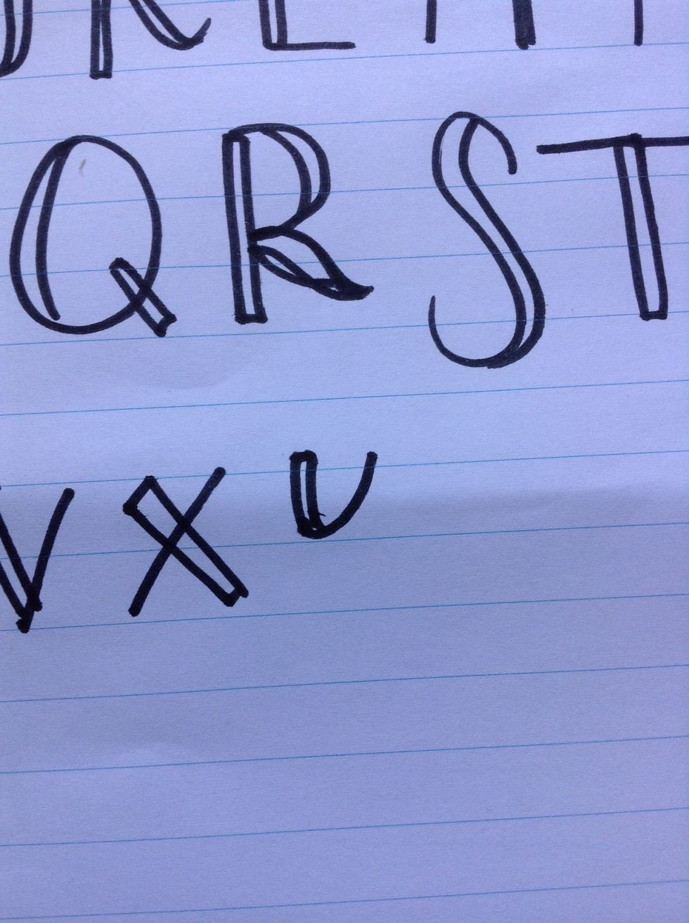 The Y is similar. Draw the first step of the U