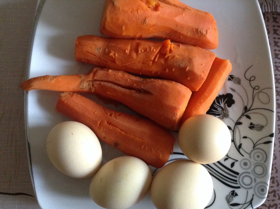 Thede are our boiled carrot and eggs.