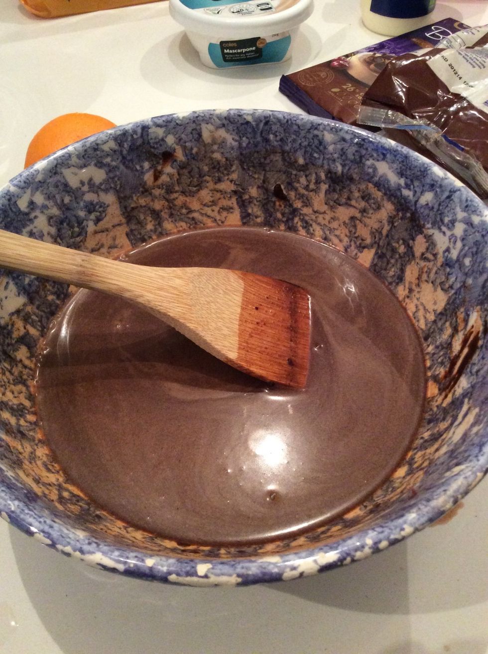 Them gradually stir in 180ml (3/4 cup) hot water, stirring until smooth. Stand for 10 minutes to allow mixture to cool.