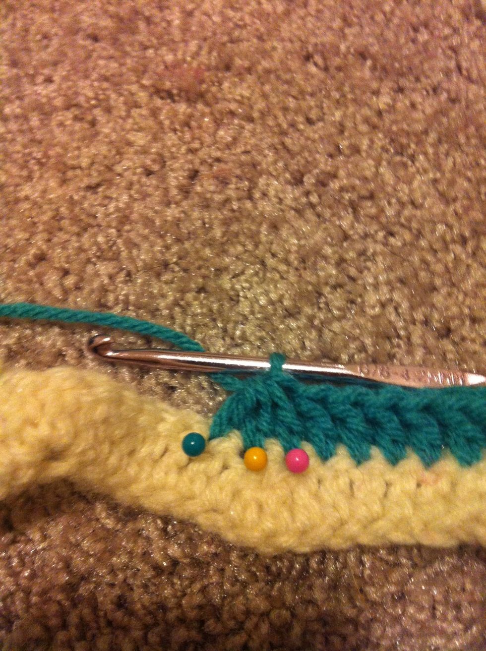 then 5 more double crochet into the next 5 stitches.