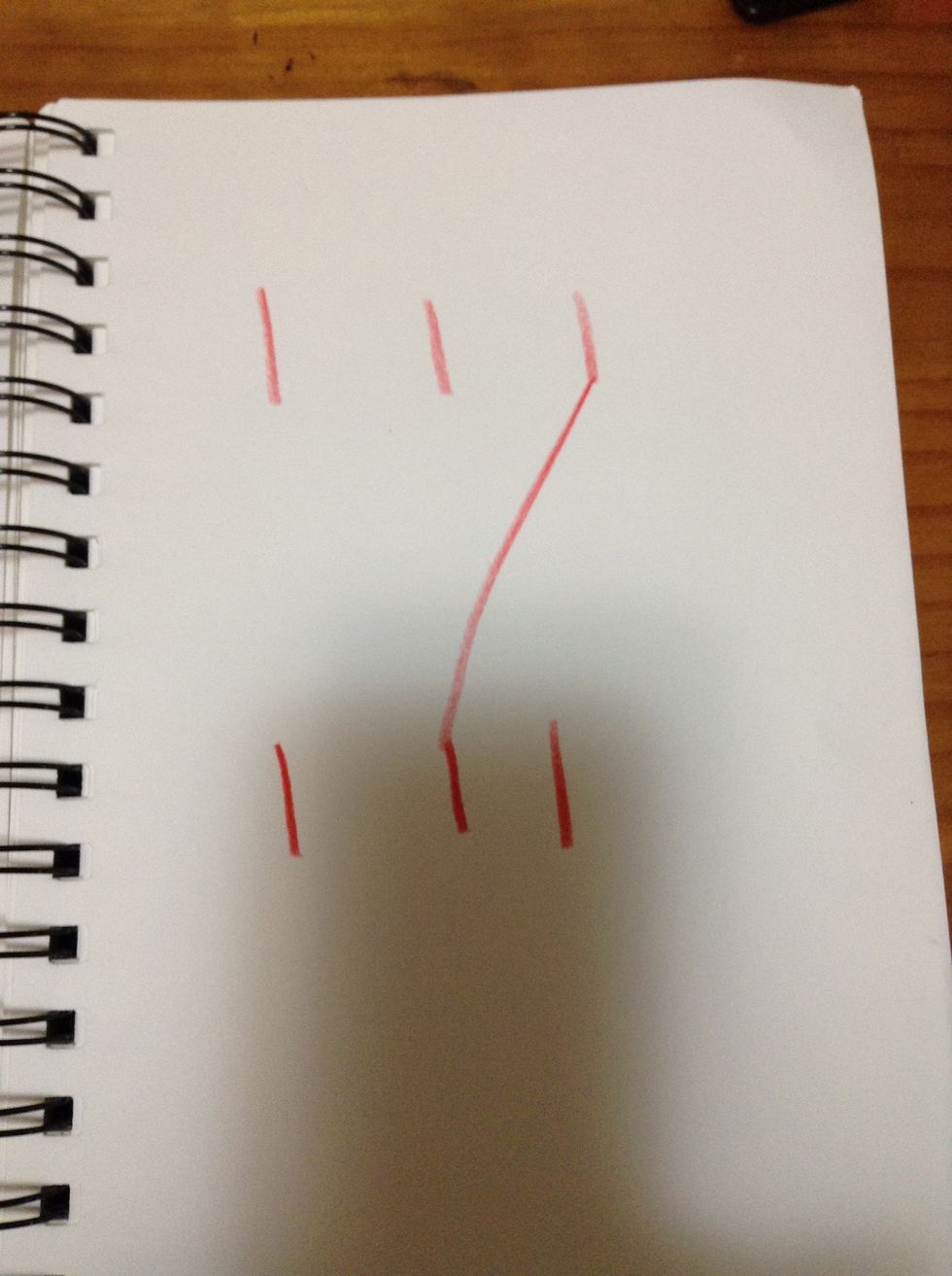 Then a diagonal line joining 2 lines together.