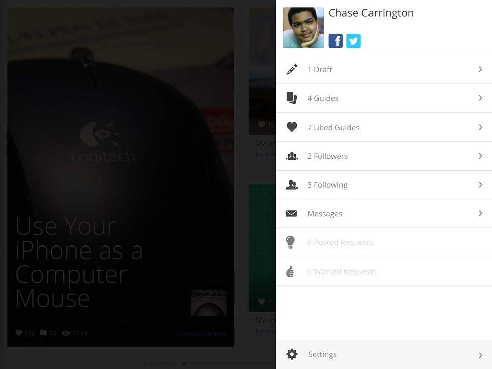 Then a profile should pop-up, then press guides.