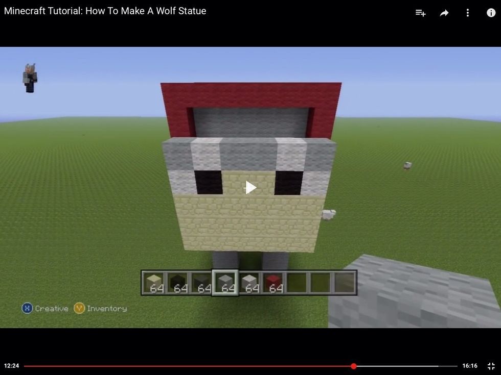 Then above the black wool put a white wool and fill in the rest of the space with light grey wool