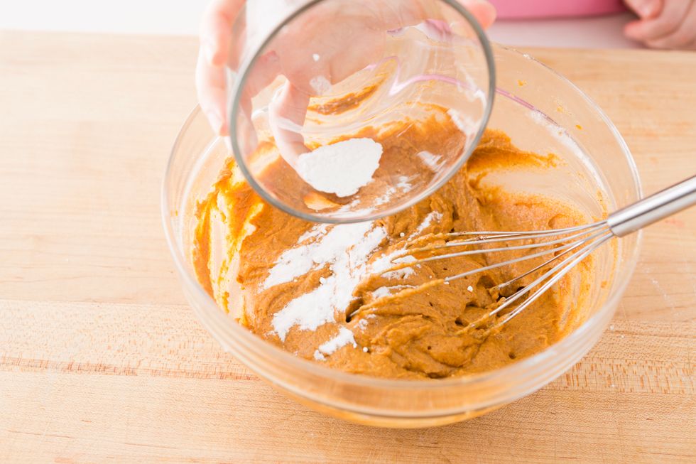 Then add 1/2 teaspoon of baking powder and another 1/2 teaspoon of baking soda.