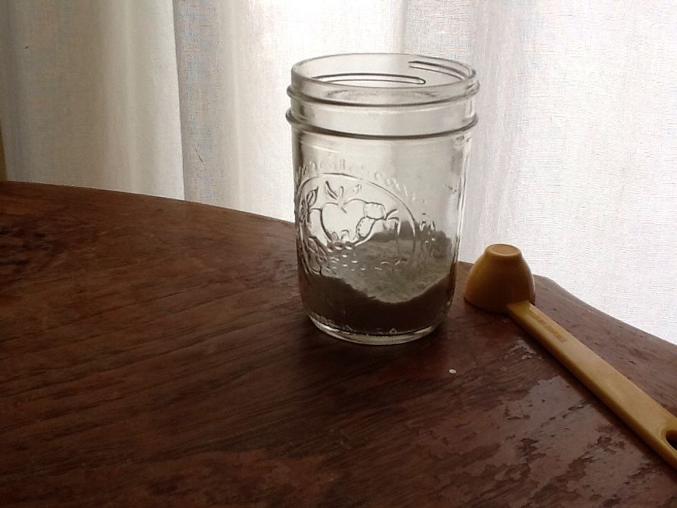 Then add 1/4 teaspoon baking powder and 1 tablespoon of shugar