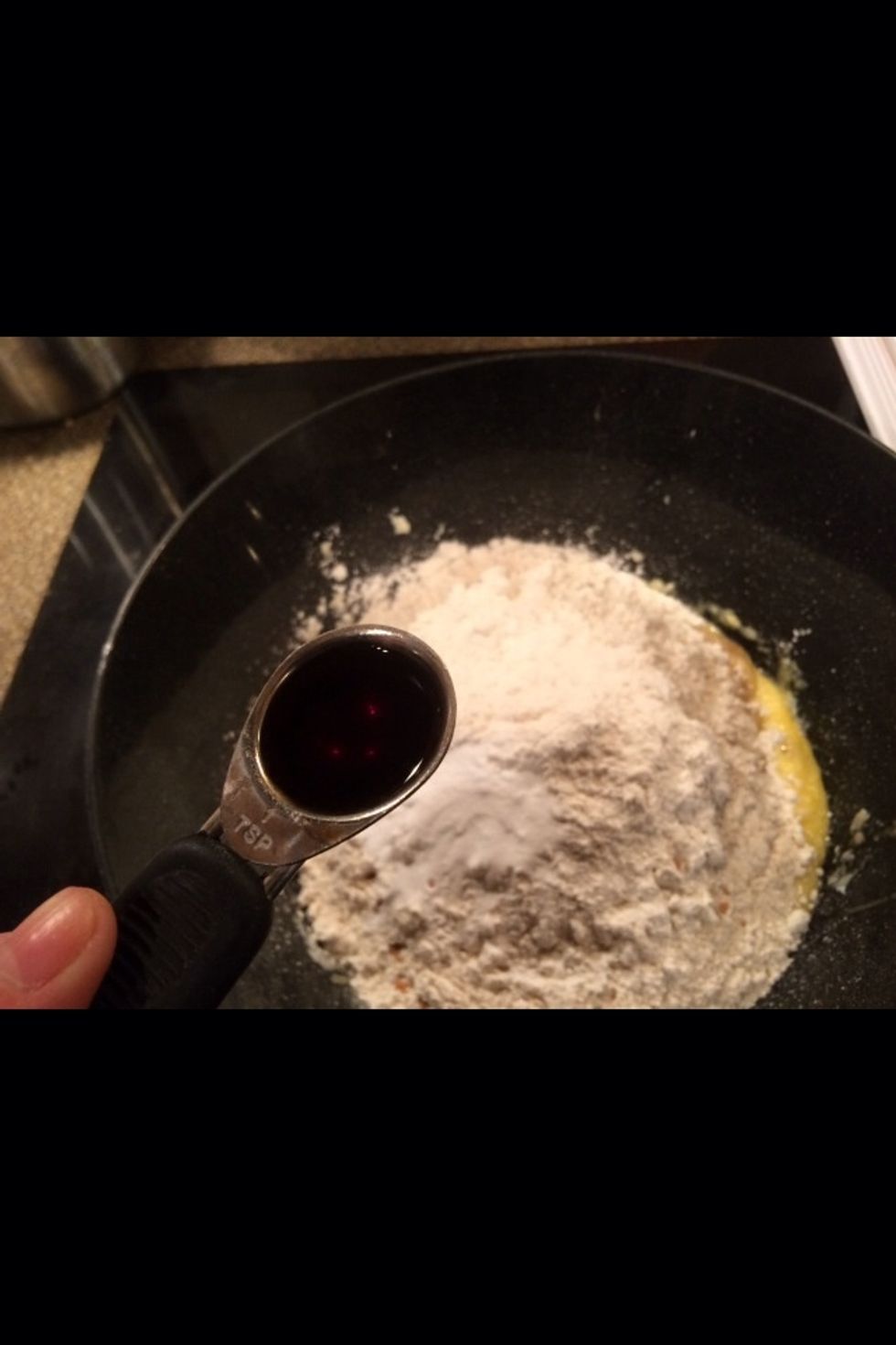 Then add 1 teaspoon of vanilla extract into the mix