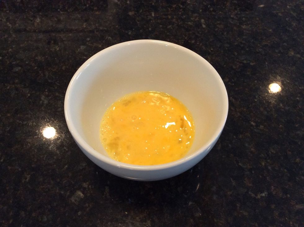 Then add 2 LIGHTLY beaten eggs.