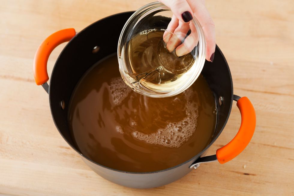 Then, add 3/4 cup of dry white wine.