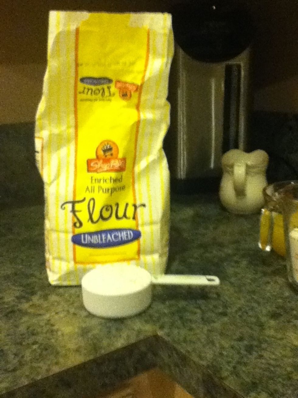 Then, add 3 cups of all-purpose flour