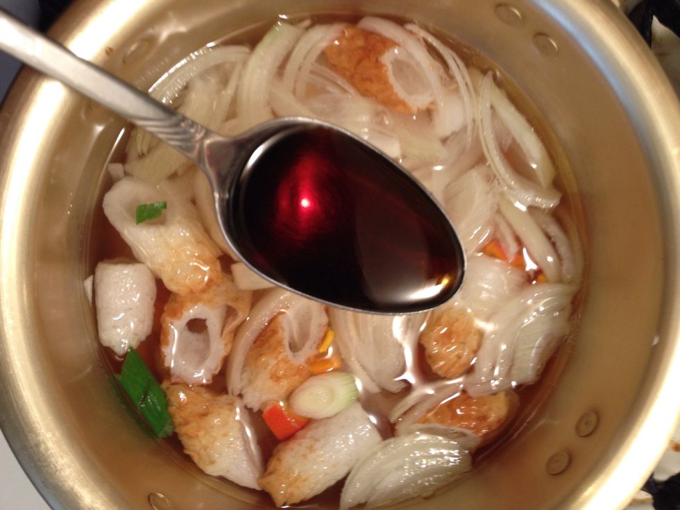 Then add 3 tbsp of soup base for udon