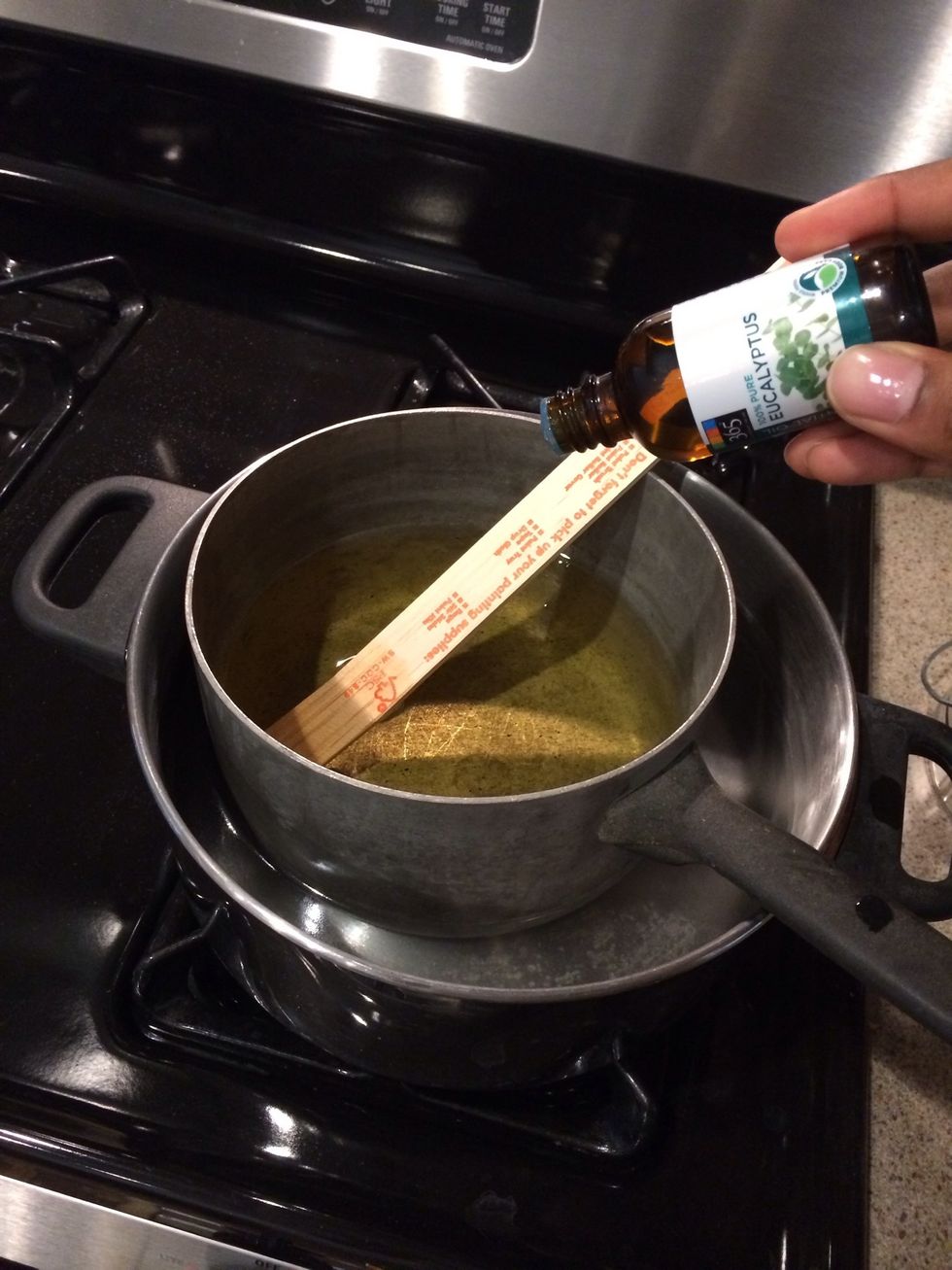 Then add 5 drops per cup of eucalyptus oil and stir.
