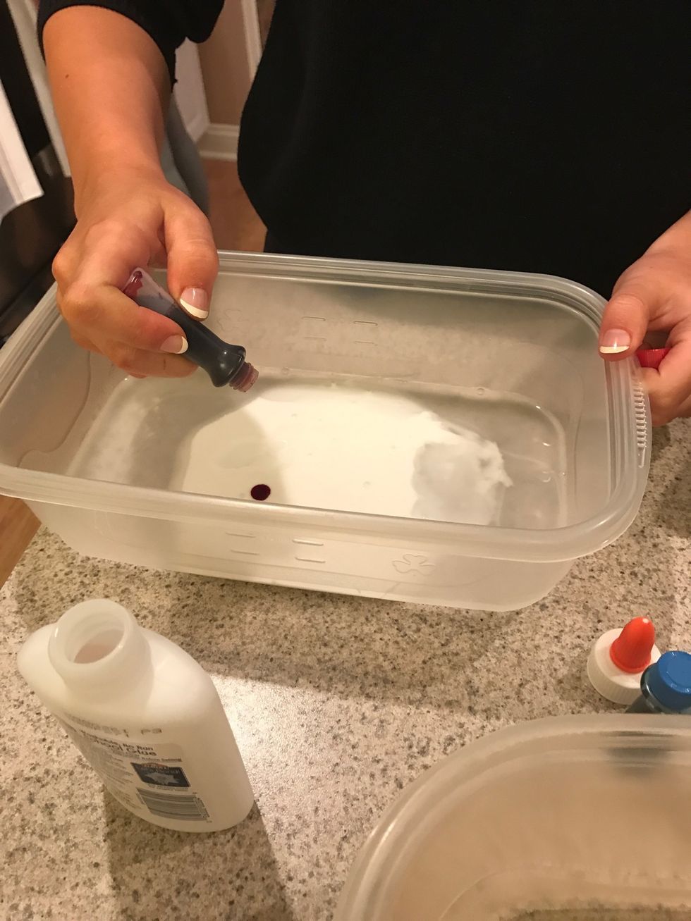 Then add 8 to 10 drops of food color and mix (optional).