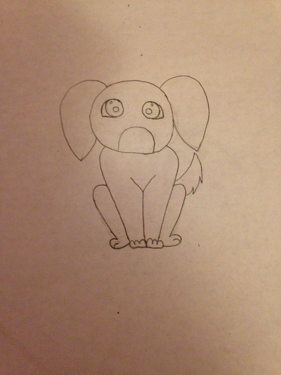 Then add a tiny circle at the top inside the small circle, and a bigger one on the bottom