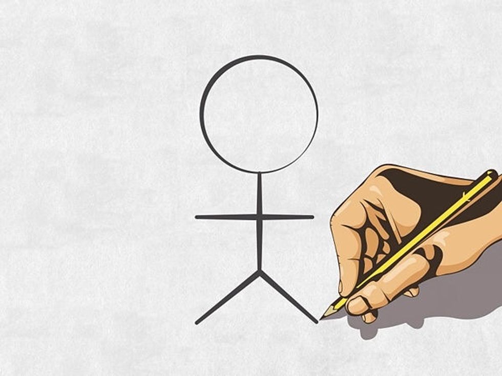 Then add a Upside down V at the base of the first line u just drew