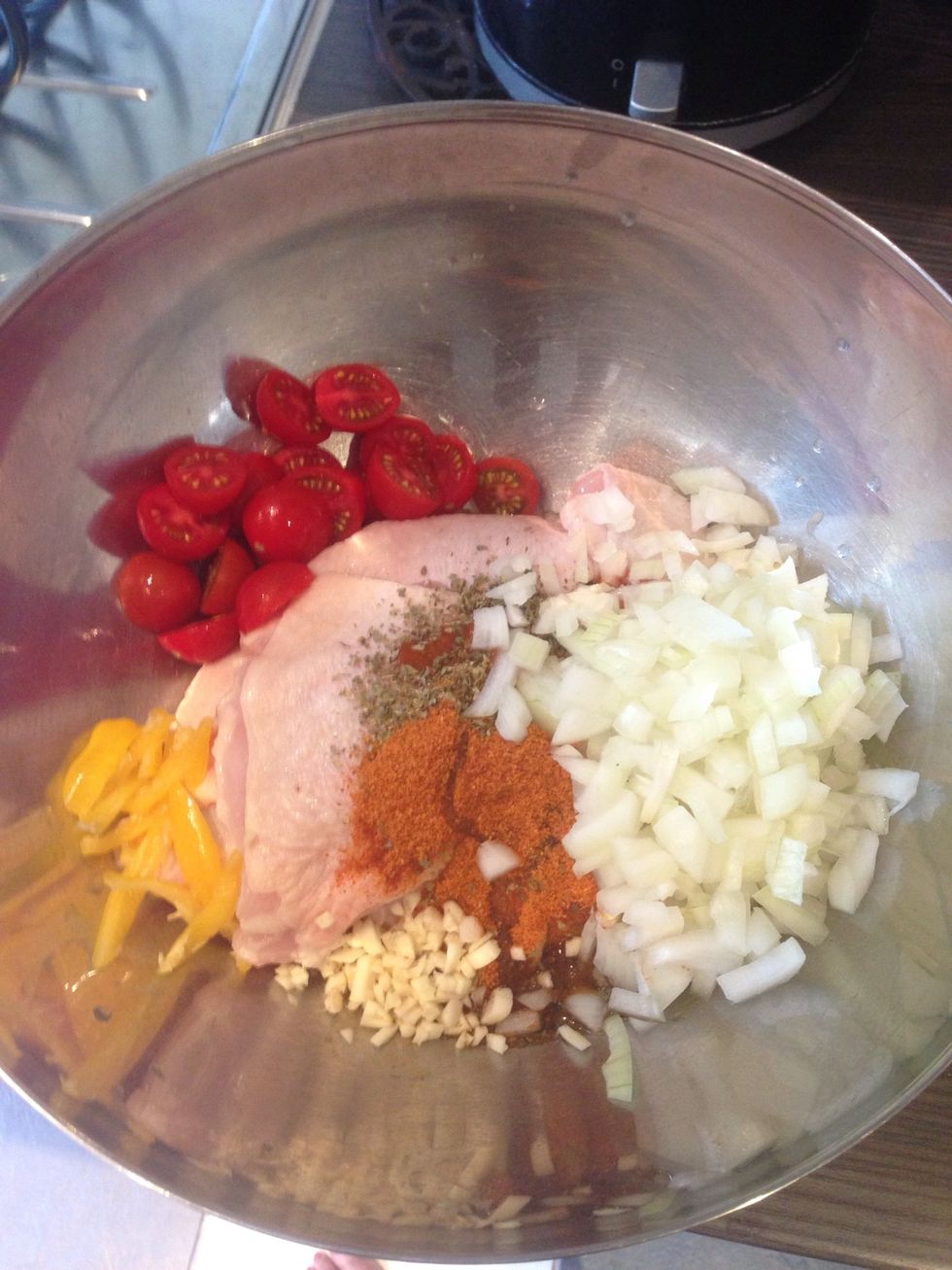 Then add all the ingredients you previously chopped up \ud83d\ude0e