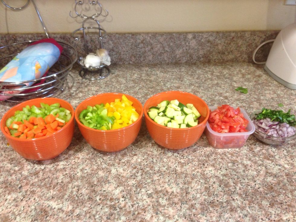 Then add bell peppers and zucchini to soup mix.