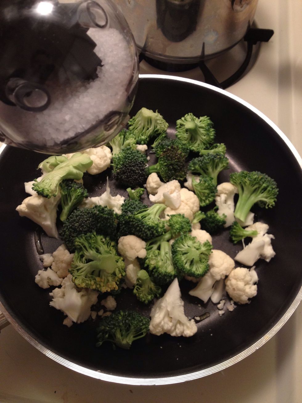 Then add broccoli....I like to add a bit more salt and pepper.