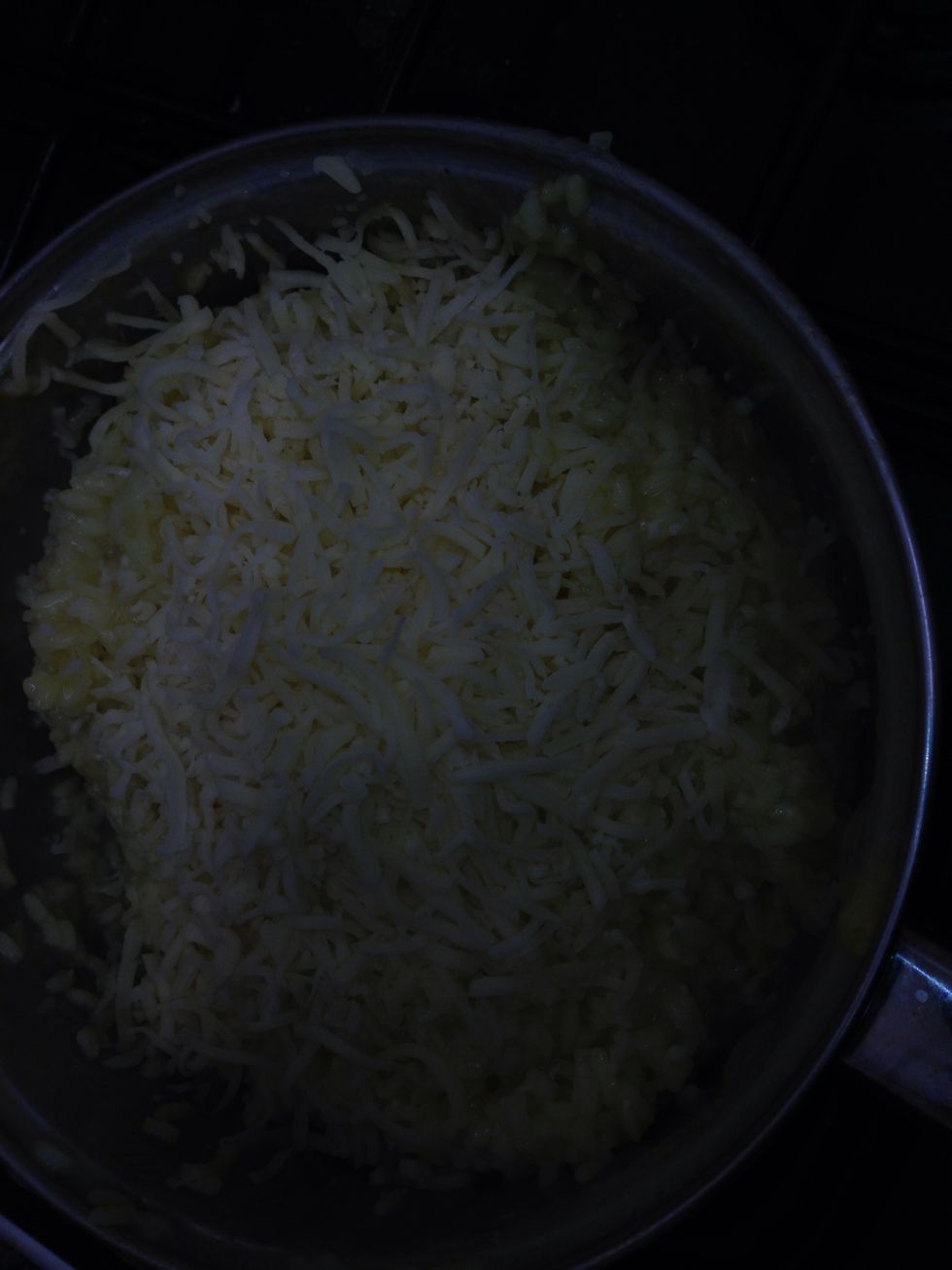 Then add cheese ( grated provolone or mozzarella )