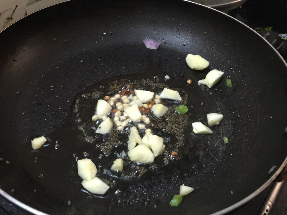 Then add chopped garlic