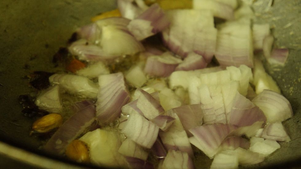 Then add chopped onions..