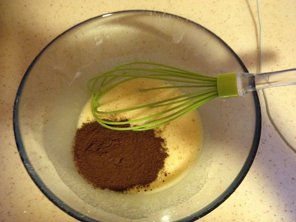 Then add cocoa to the mixture.