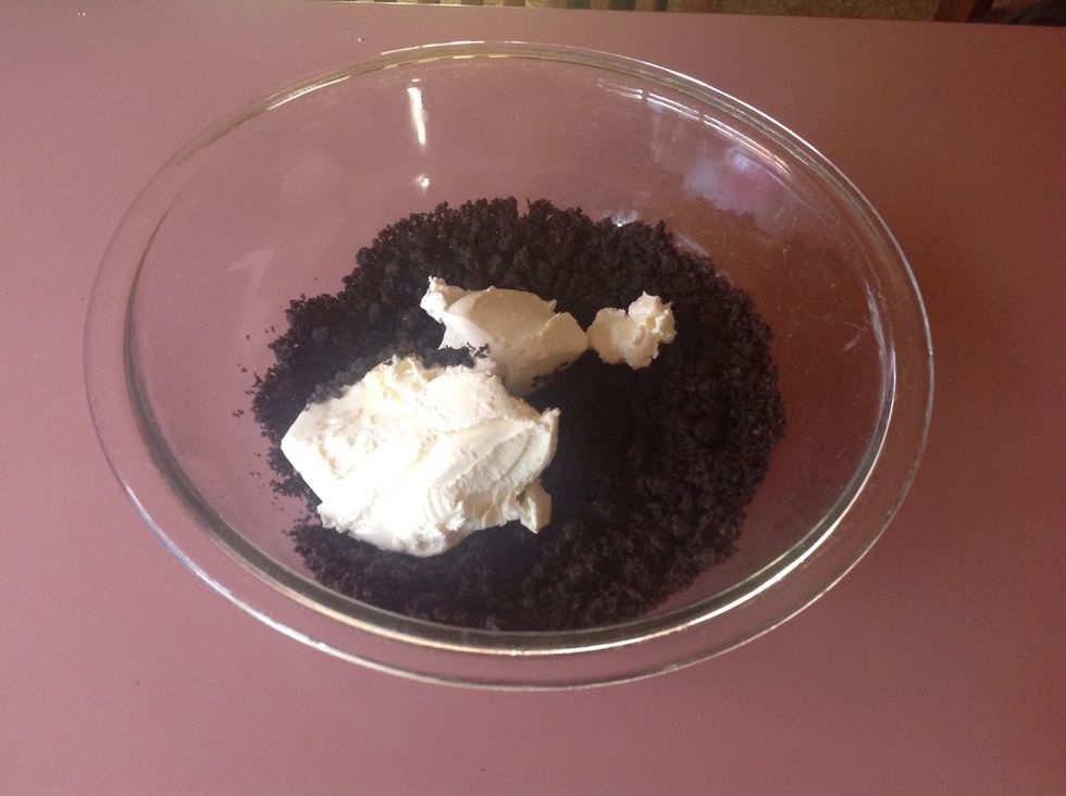 Then add cream cheese into the large bowl