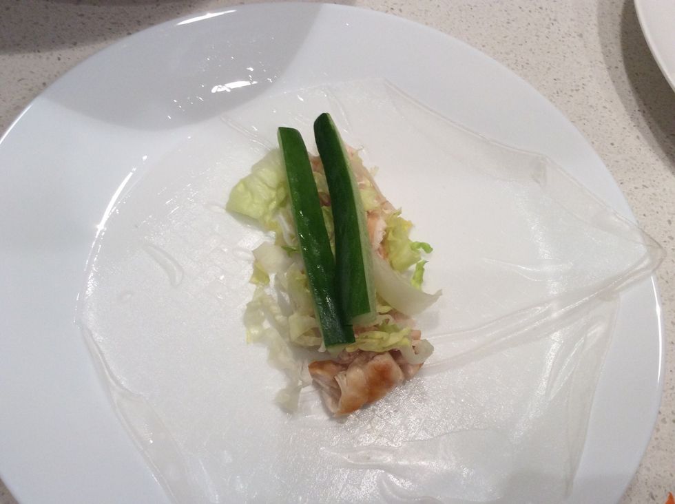 Then add cucumber on top of that