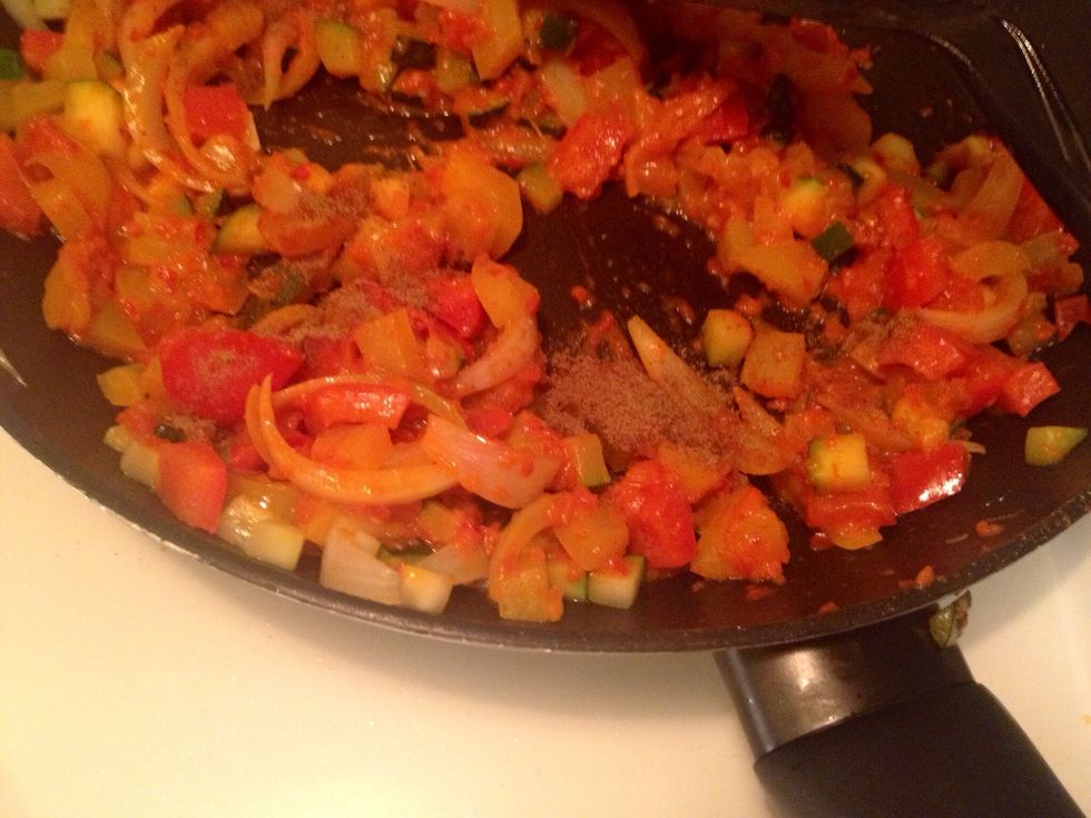Then add cumin, salt & pepper..