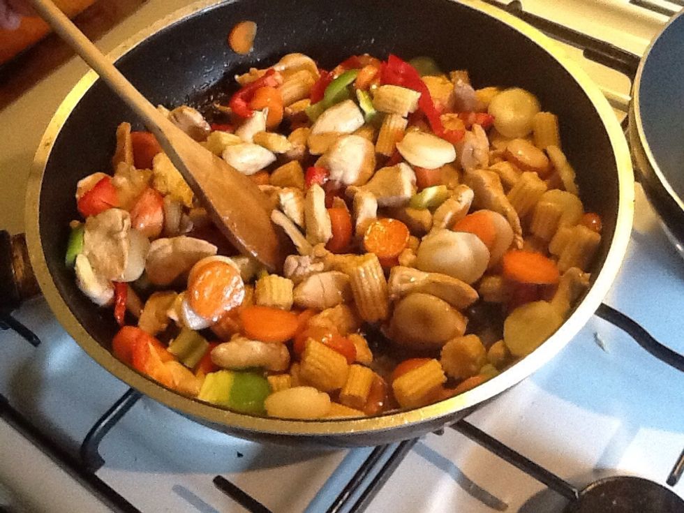 Then add everything to the stir fry excepted the noodles.