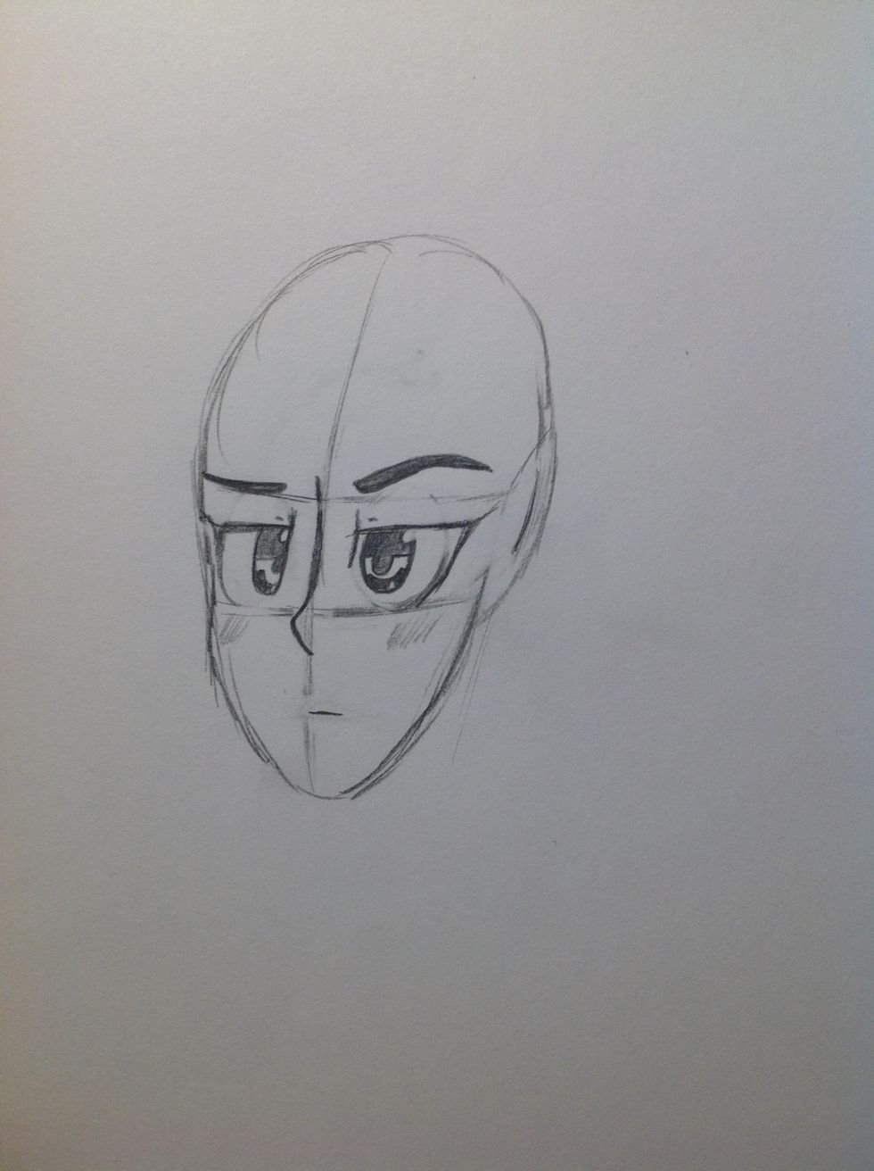 Then add eyebrows and mouth to complete the expression. This is somewhat of a optional step because some people and characters don't exactly have eyebrows. The eyebrows can be shaped however you want.