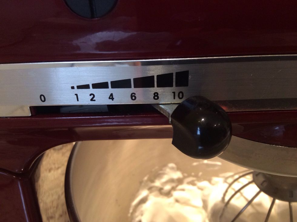 Then add food colouring of your choice (I used blue) and beat on the highest setting for another minute.