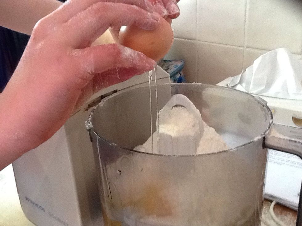 Then add four eggs to your mixture