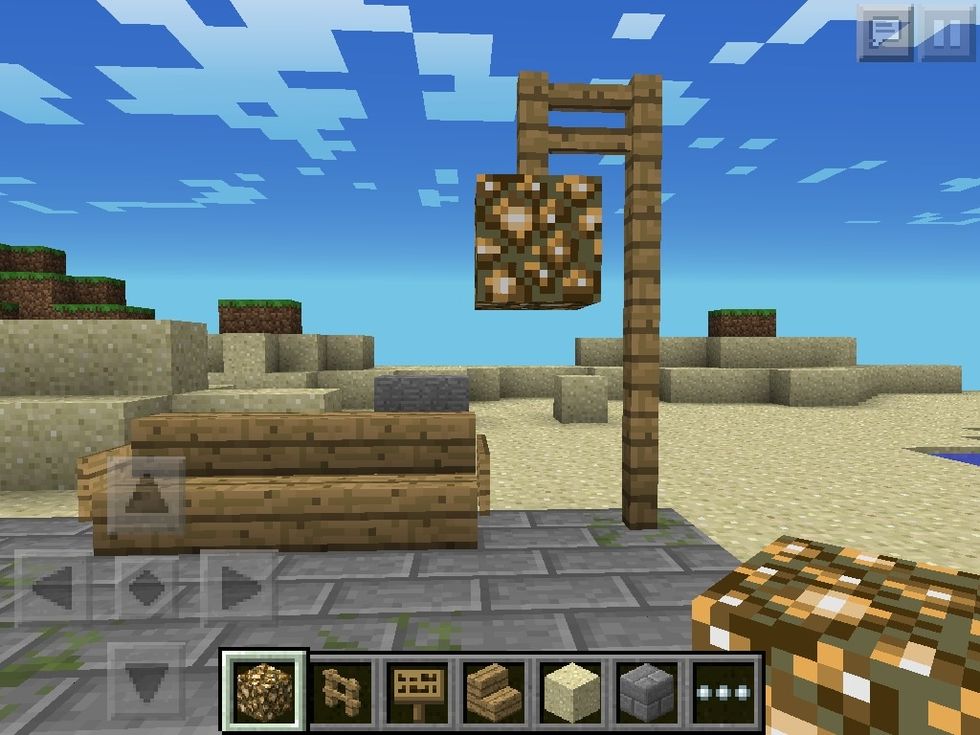Then add glowstone at the end of the fence like in the picture.