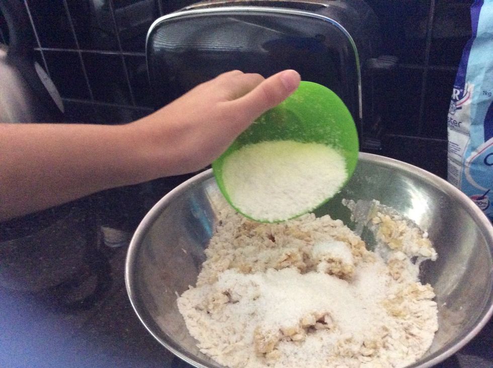 Then add in 1/2 a cup of shredded coconut