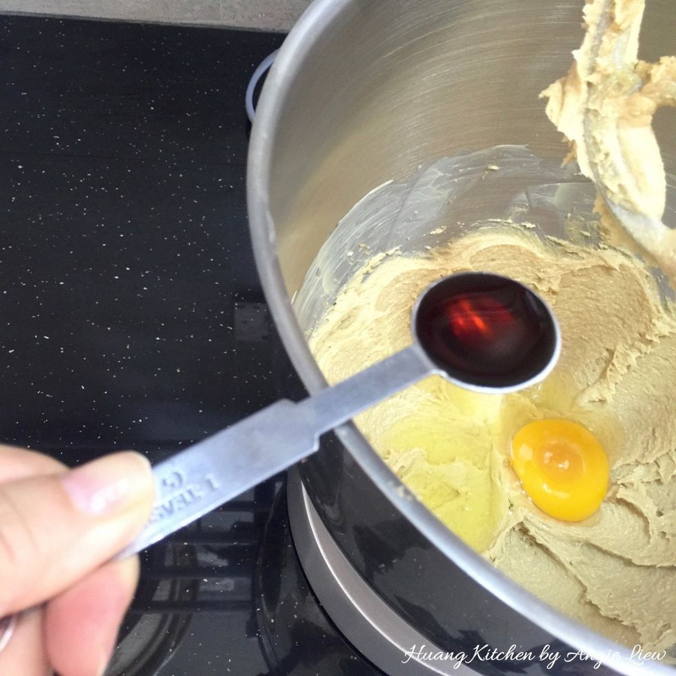 Then add in egg and vanilla extract.