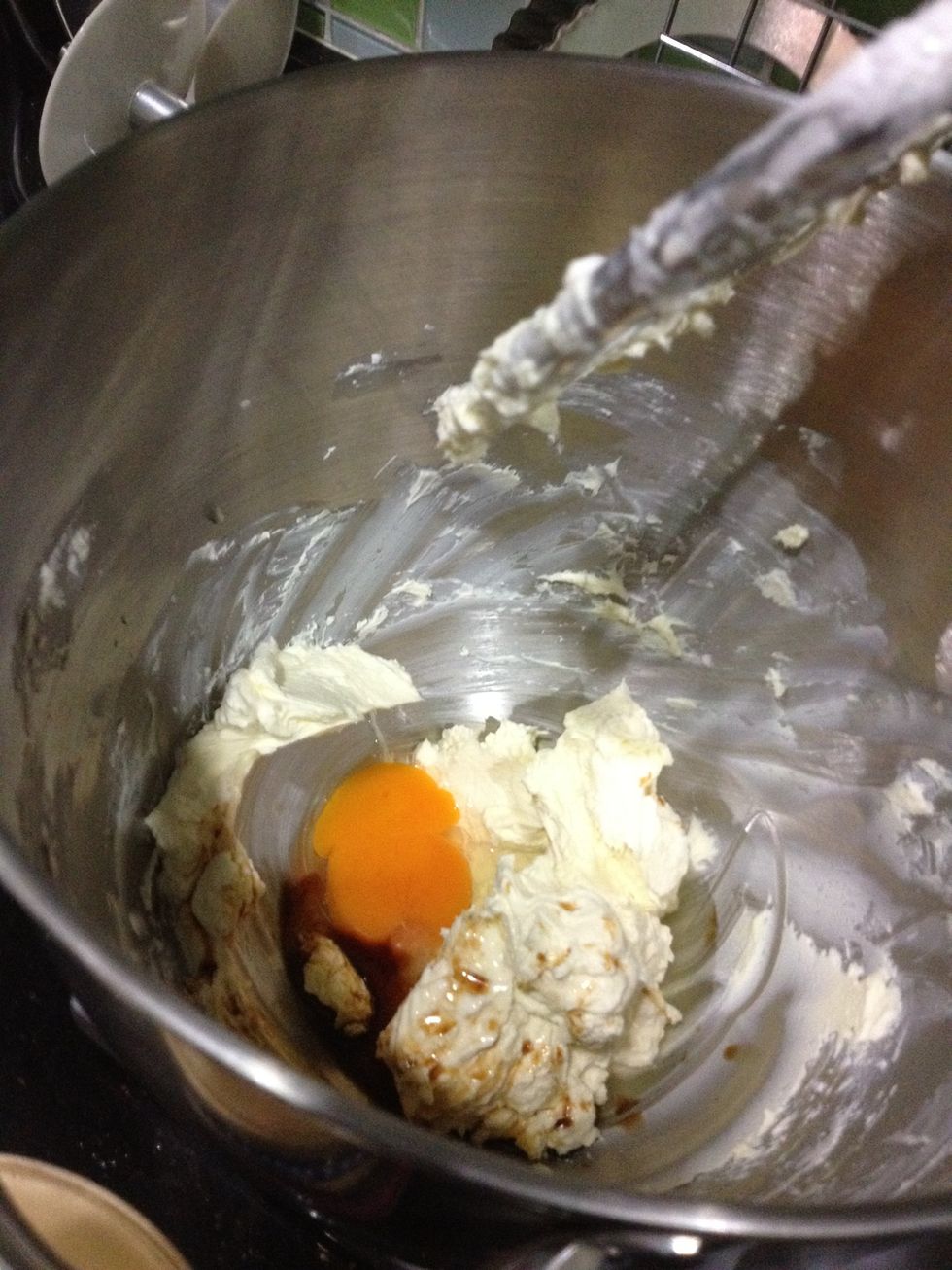 Then, add in egg and vanilla.