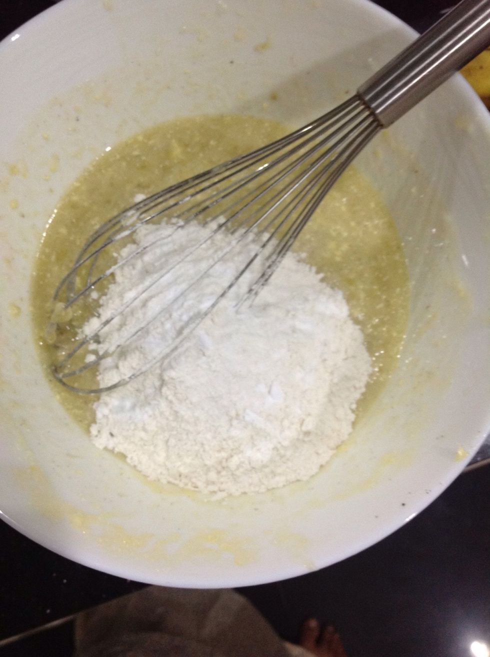 Then add in flour, baking soda and salt. And you're done.
