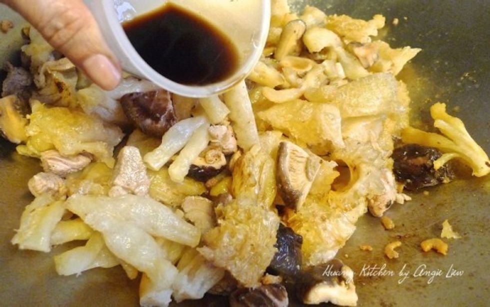Then add in soy sauce.