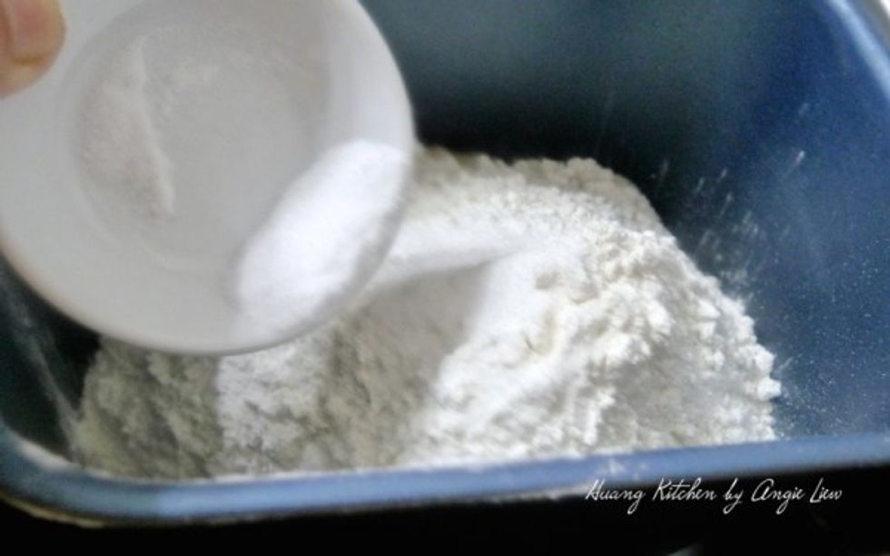 Then add in the all-purpose flour. Lastly, add in the salt.