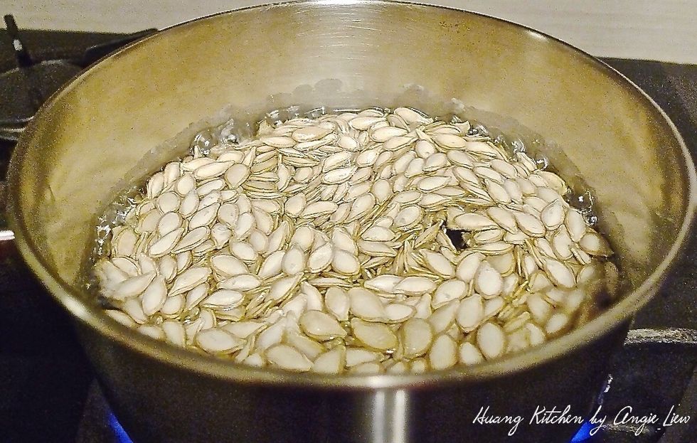 Then add in the raw pumpkin seeds.