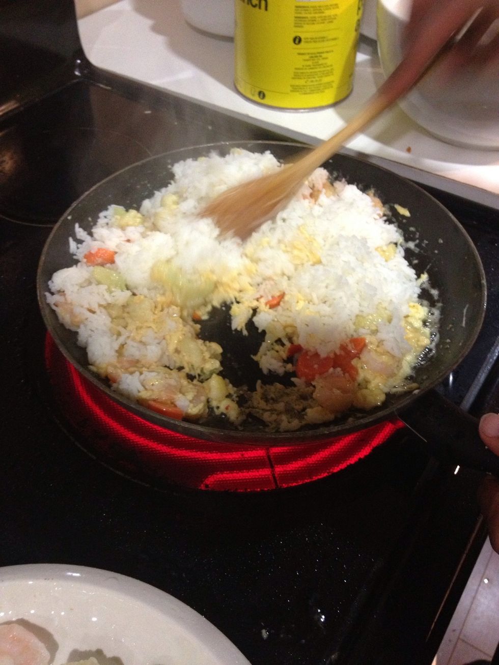 Then add in the rice.