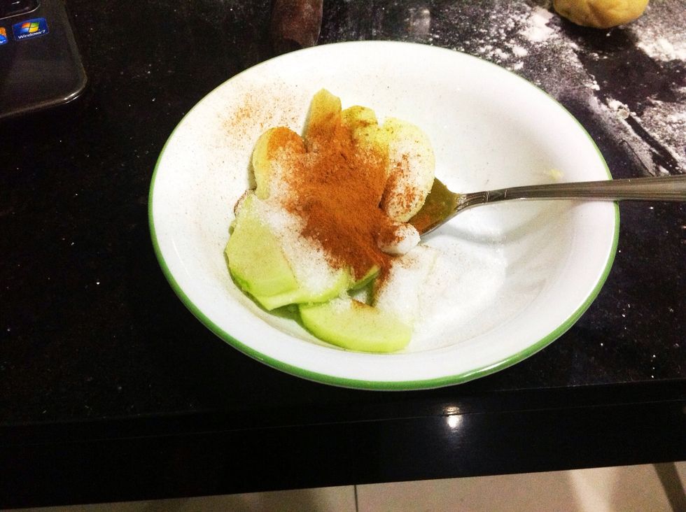Then add in the sugar and cinnamon.